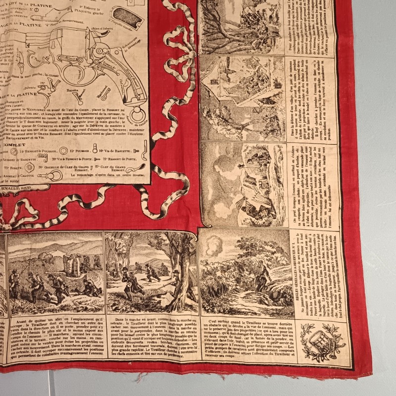 MOUCHOIR D'INSTRUCTION MILITAIRE N° 1 DEMONTAGE & REMONTAGE DU REVOLVER 1873 REGIMENTE DU 50 INFANTERIE DE LIGNE